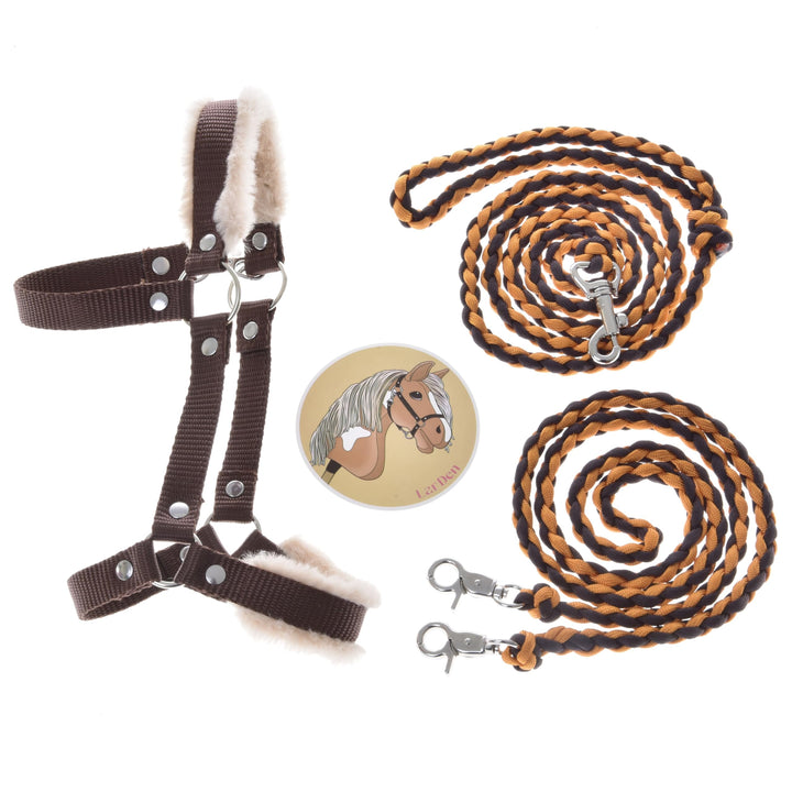 LarDen Hobby Horse Zubehör - Set Perfect Combination - Halfter, Zügel, Führstrick für Grosse S Steck