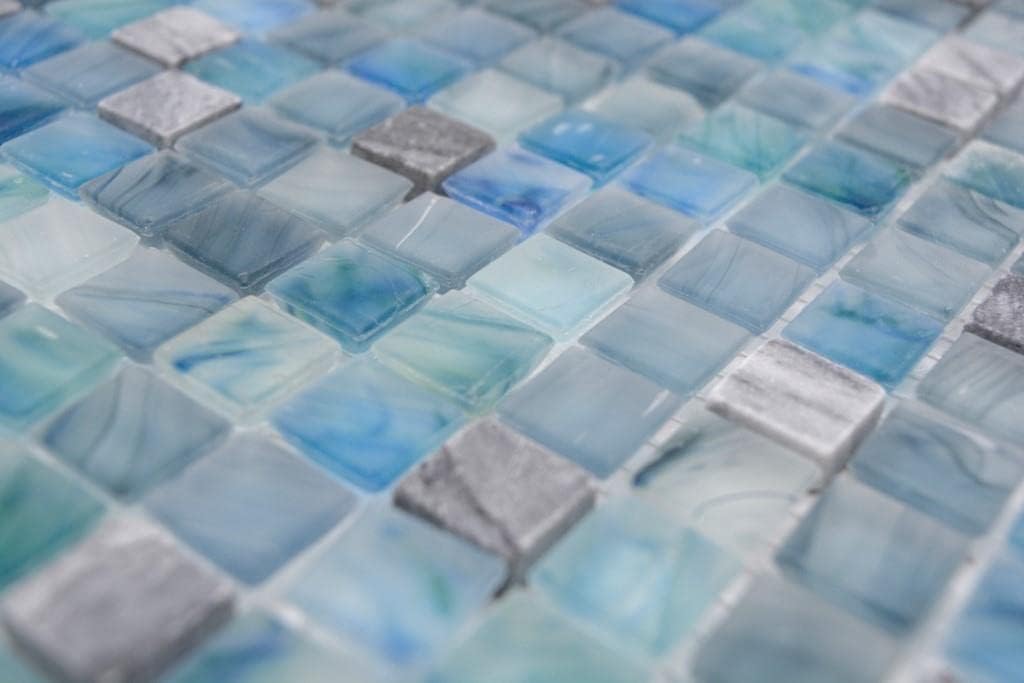 Mosaik Fliese Transluzent grünblau Glasmosaik Crystal Stein Cream grünblau für WAND BAD DUSCHE KÜCHE