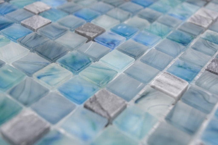 Mosaik Fliese Transluzent grünblau Glasmosaik Crystal Stein Cream grünblau für WAND BAD DUSCHE KÜCHE