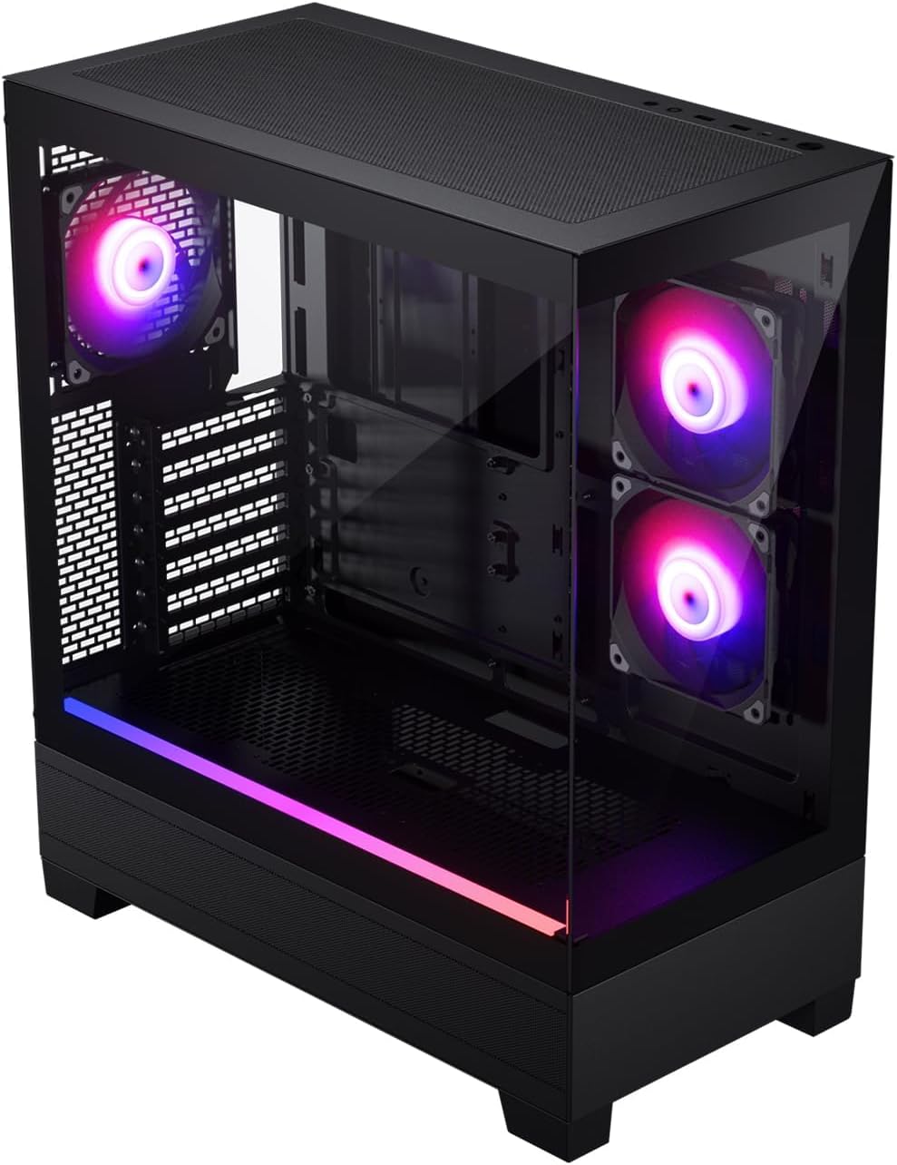 Phanteks 523 XT View Computergehäuse/Spielschrank – Schwarz | 3 x 120 mm ARGB-Lüfter vorinstalliert