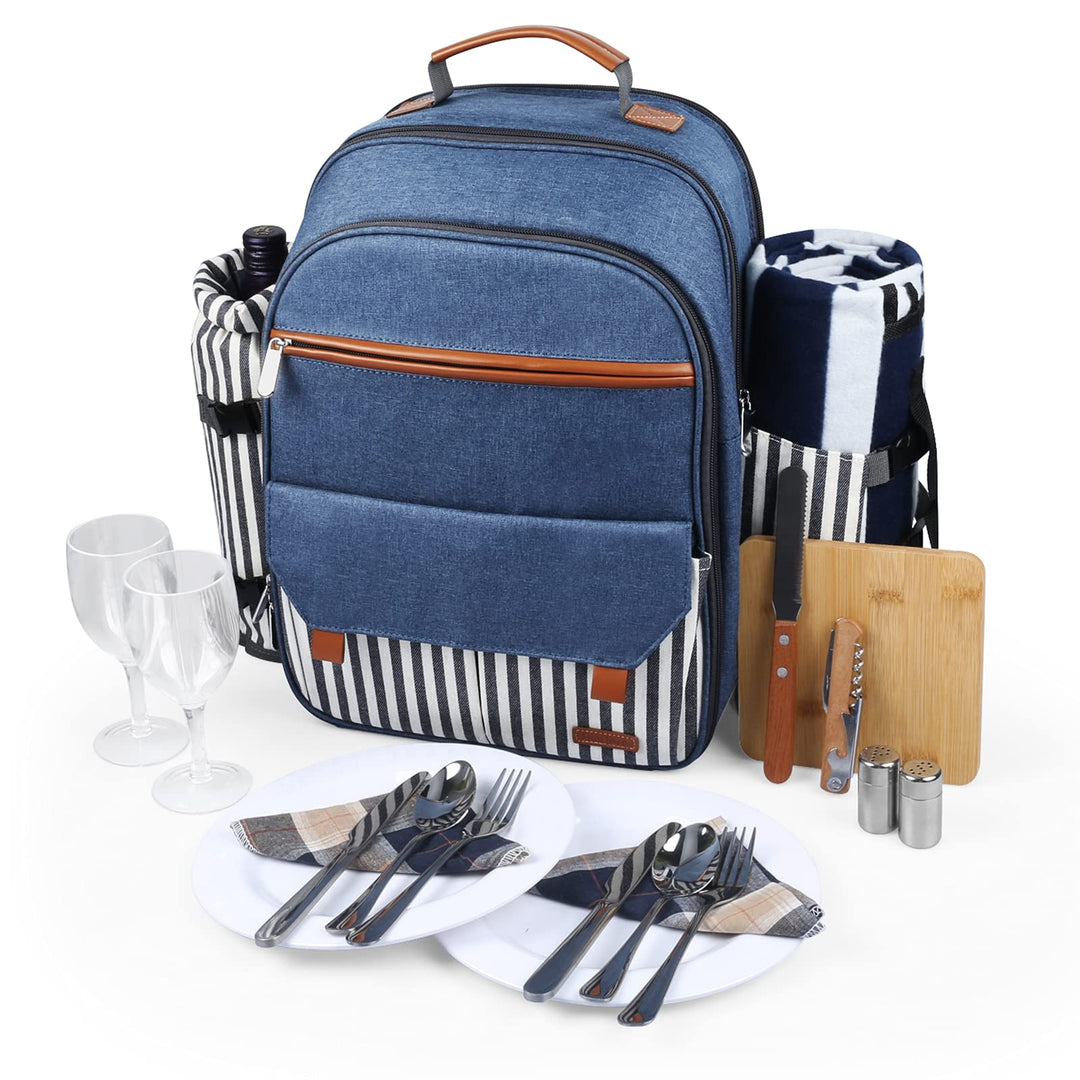 Sunflora Picknick Rucksack Set 2 Personen mit Isoliertem Kühlung und Decke, Picknickkorb 2 Personen