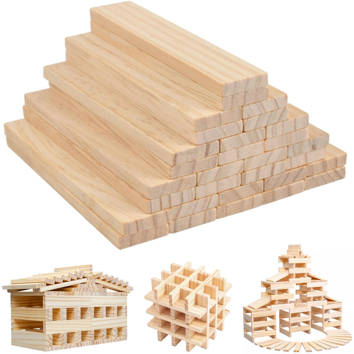 Joycabin 50 Stück Holzklötzchen zum Basteln, 160 x 22 x 8mm Bastelholz klötzchen Holzbausteine baste