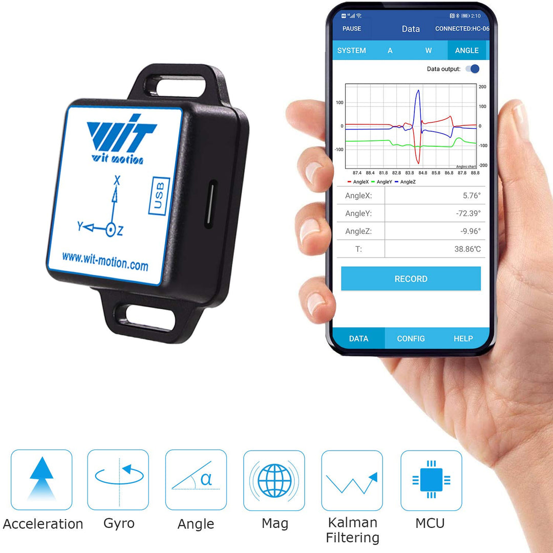 [Bluetooth-Beschleunigungsmesser+Neigungsmesser] BWT901CL MPU9250 Hochpräzises 9-Achsen-Gyroskop+Win