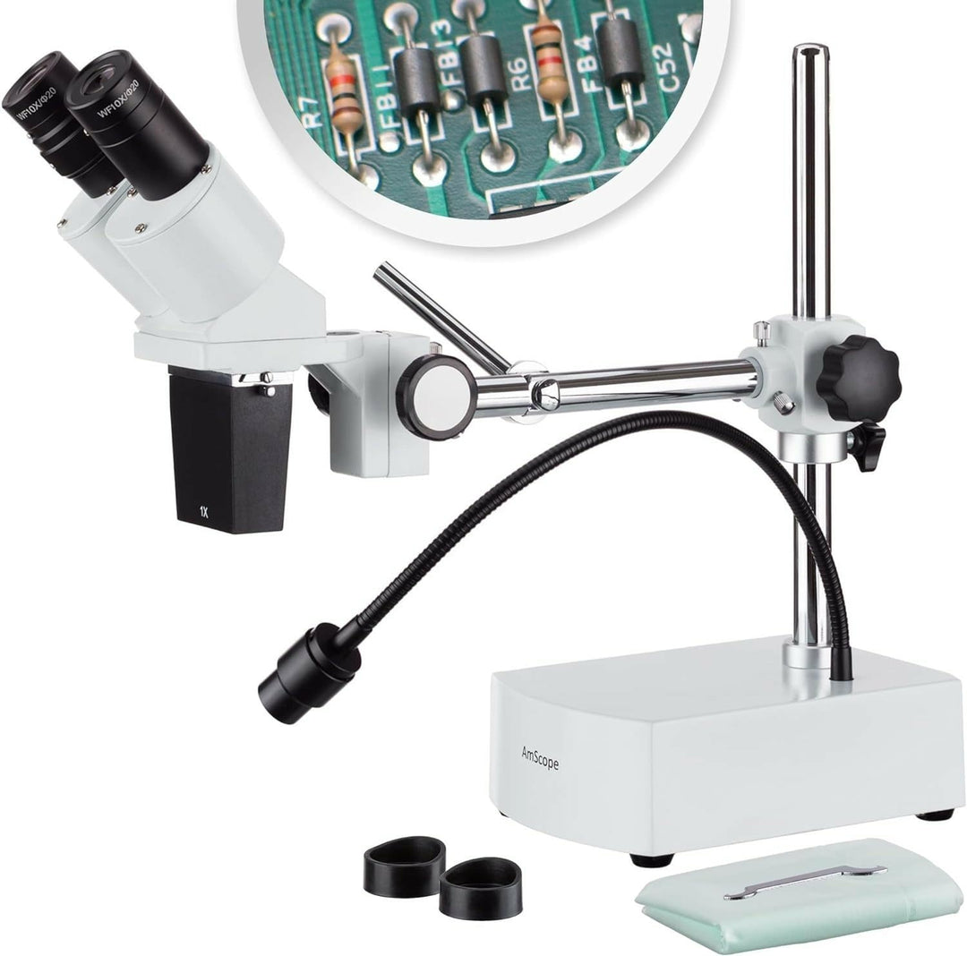 AmScope SE400 Professionelles Binokulares Stereomikroskop, WF10X-Okulare, 1X-Objektiv, LED-Beleuchtu