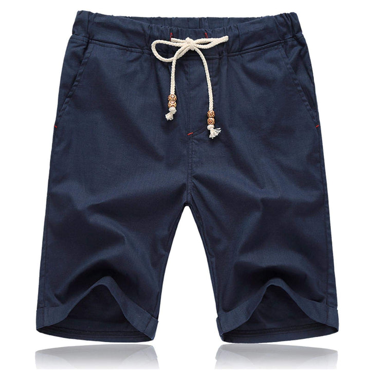 JustSun Kurze Hosen Herren Leinen Shorts Leicht Atmungsaktiv mit Tunnelzug XL Blau, XL Blau