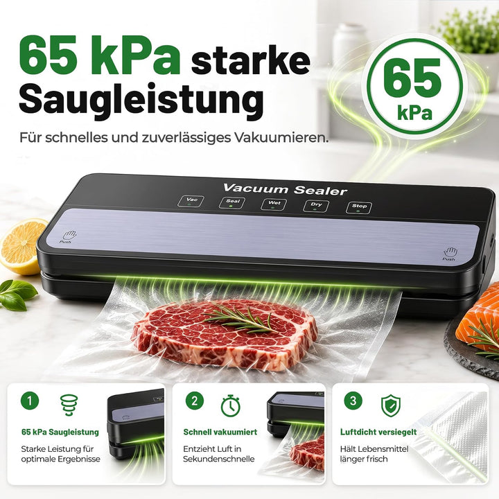 Raycial Vakuumiergerät mit Vakuumierbeuteln, All-in-1 Vakuumierer für Trockene, Feuchte, Frische, Fo