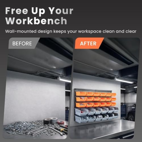 Werkzeugwand Organizer 32-teilig mit Sortierboxen orange grau Grau + Orange, Grau + Orange