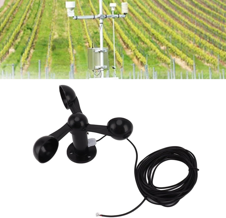 Qcwwy 3-Tassen-Windsensor-ABS-Windgeschwindigkeitsdetektor mit 8 M Wasserdichtem Kabel, Störungsfrei