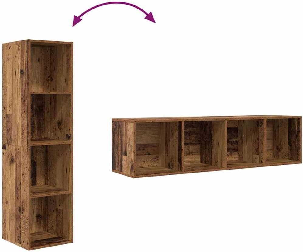 vidaXL TV-Schränk mit Regal Altholz 37 x 37 x 142,5 cm Holzwerkstoff 142.5 cm Altholz, 142.5 cm Alth