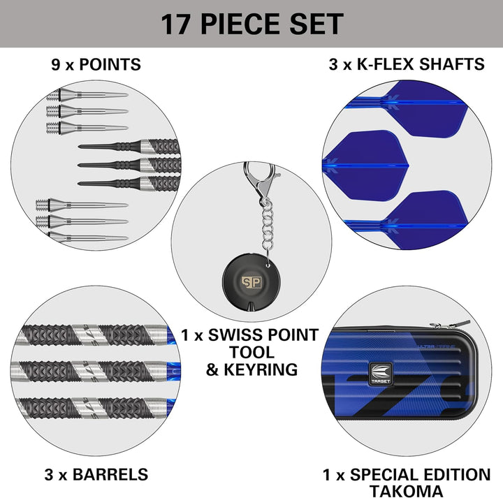 Target Darts 975 Ultra Marine 97.5% Wolfram Soft Tip Dart Satz with K-Flex 20G, 20G