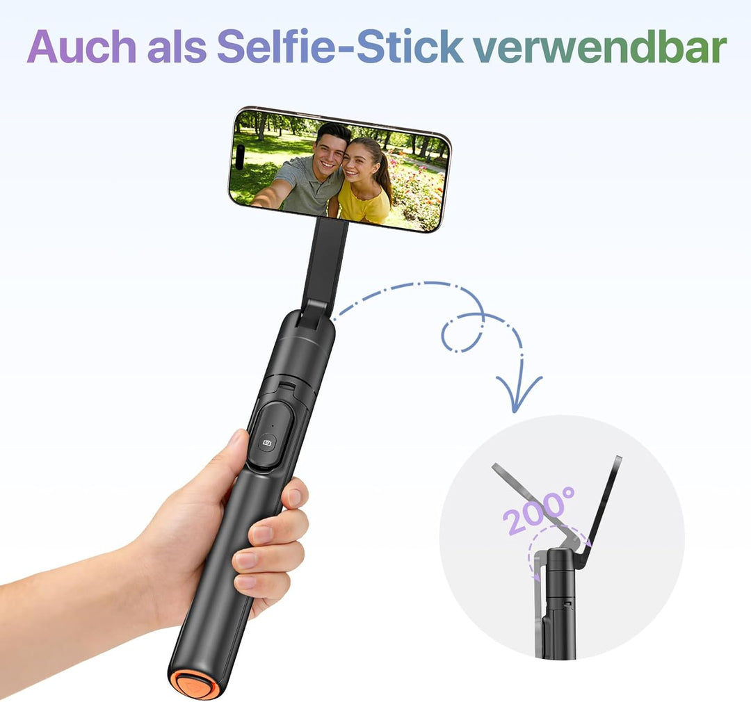 Moman Handy Stativ, Automatisch Aufstellbares Doppelseitiges Magnetisches Selfie Stick mit Fernbedie