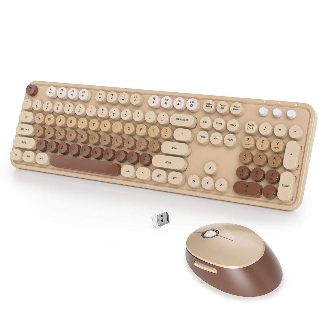 SbocKeeb Kabellose Tastatur und Maus, 104 Schreibmaschinen Tastatur in Voller Grösse mit Nummernbloc