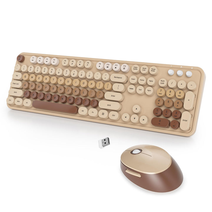 SbocKeeb Kabellose Tastatur und Maus, 104 Schreibmaschinen Tastatur in Voller Grösse mit Nummernbloc
