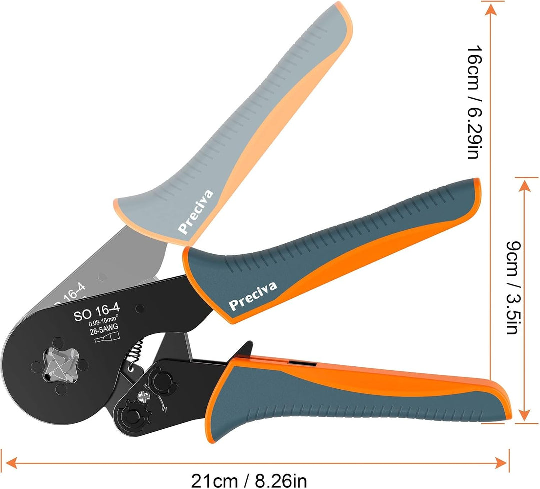 Crimpzangen 0.08-16mm², Preciva Aderendhülsenzange Vierkant Crimpzange Presszange für Isolierte Unis