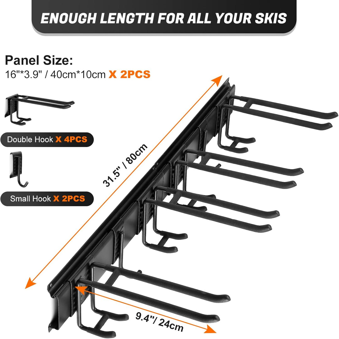 Odoland Skiaufbewahrung Skihalter für 2-6 Paare Ski Snowboard Rack Wandhalterung, Haus und Garage Sk