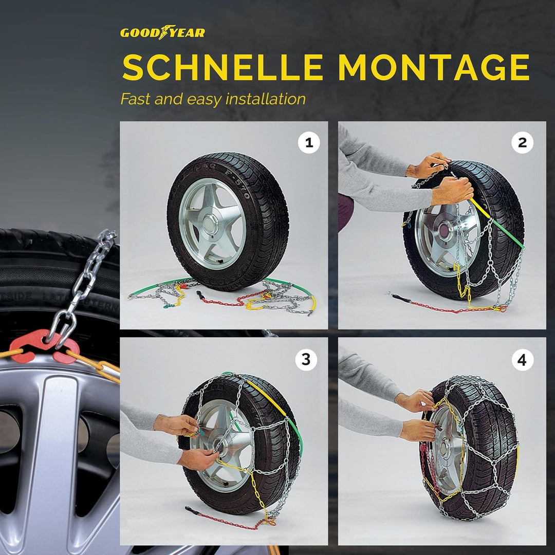 Goodyear 77933 Schneeketten 12 mm für SUV, Lieferwagen und Wohnmobil mit Selbstspannsystem, Grösse 2