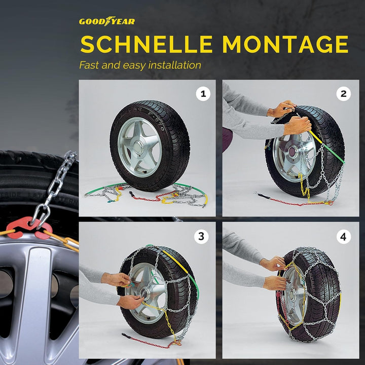 Goodyear 77933 Schneeketten 12 mm für SUV, Lieferwagen und Wohnmobil mit Selbstspannsystem, Grösse 2