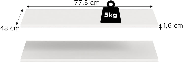xonox.home – Schrank-Zubehör Einlegeboden-Set Kopenhagen 2X 78x48 cm in Weiss – 2er Pack Fachboden/R
