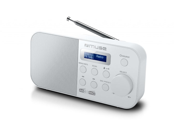 MUSE M-109 DBW Weiss Dab+/FM-Radio Tragbar mit integriertem Lautsprecher und Anzeige