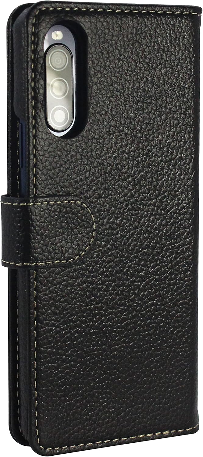 STILGUT Talis kompatibel mit Sony Xperia 10 II Hülle mit Kartenfach aus Leder, Wallet Case, Lederhül