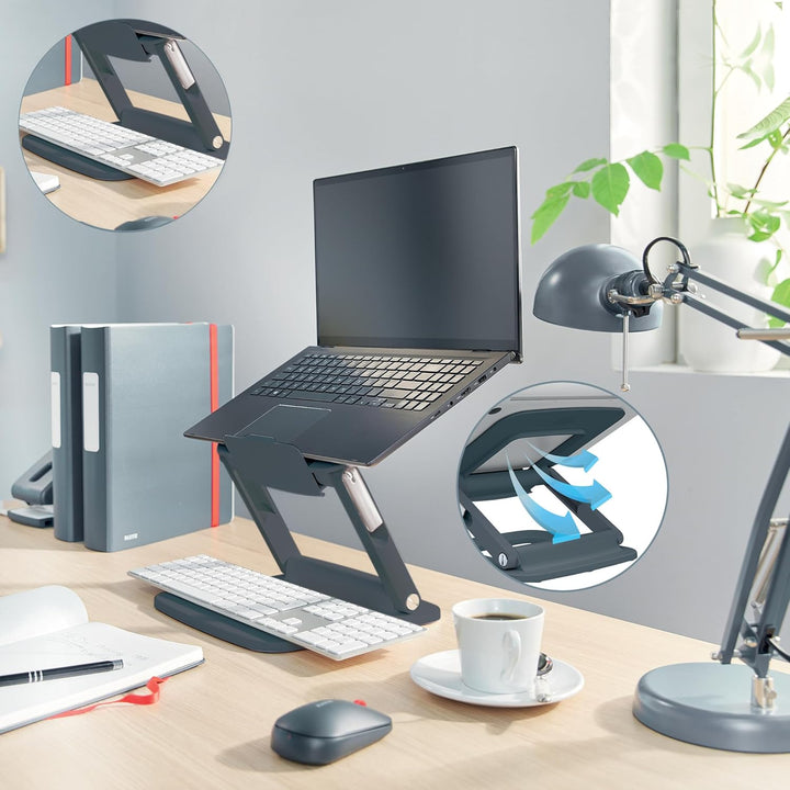 Leitz Ergo Set platzsparender Monitor-Arm mit Multi-Winkel Laptopständer, Monitor-Halterung für 1 Mo