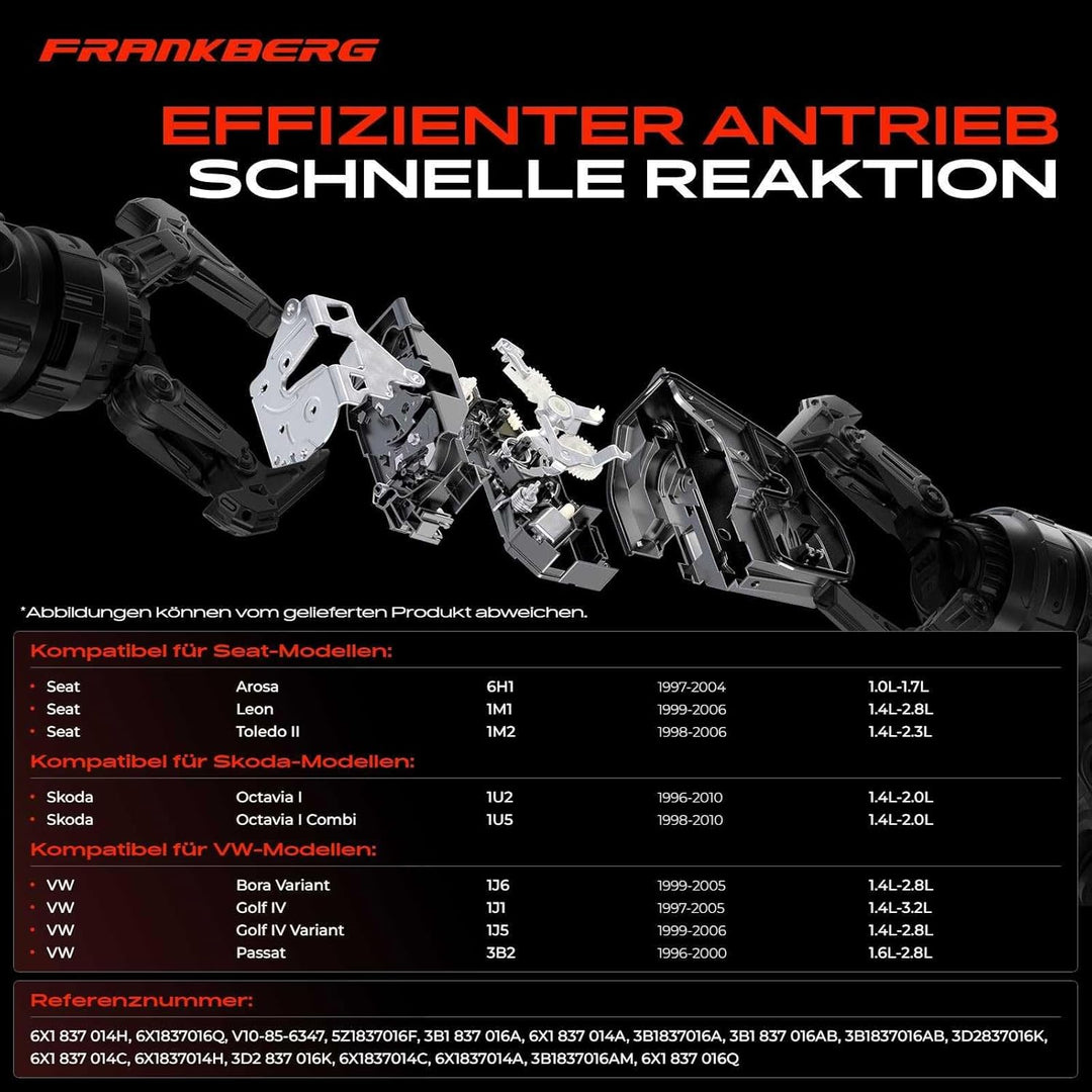 Frankberg Türschloss Stellmotor Vorne Rechts 8-Polig Kompatibel mit Arosa 1997-2004 Octavia I 1996-2
