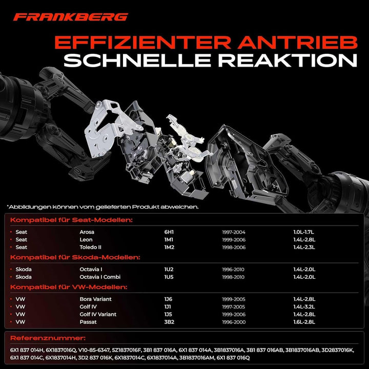 Frankberg Türschloss Stellmotor Vorne Rechts 8-Polig Kompatibel mit Arosa 1997-2004 Octavia I 1996-2
