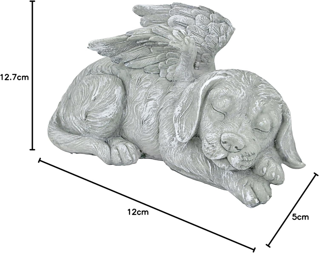 Design Toscano Tierstatue imit Engelsflügeln, Masse: 25,5 x 14 x 12,5 cm, Hund Engel, Hund Engel