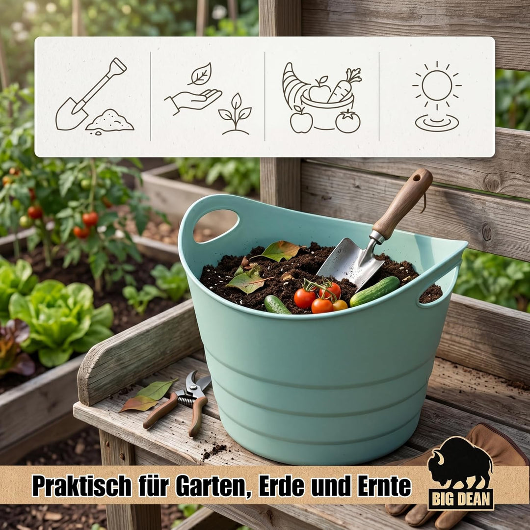 2 Stück Elastischer Gummitrog Trog mit Tragegriffen Universal Flexibler Gartenkorb Mehrzwecktrog ca.