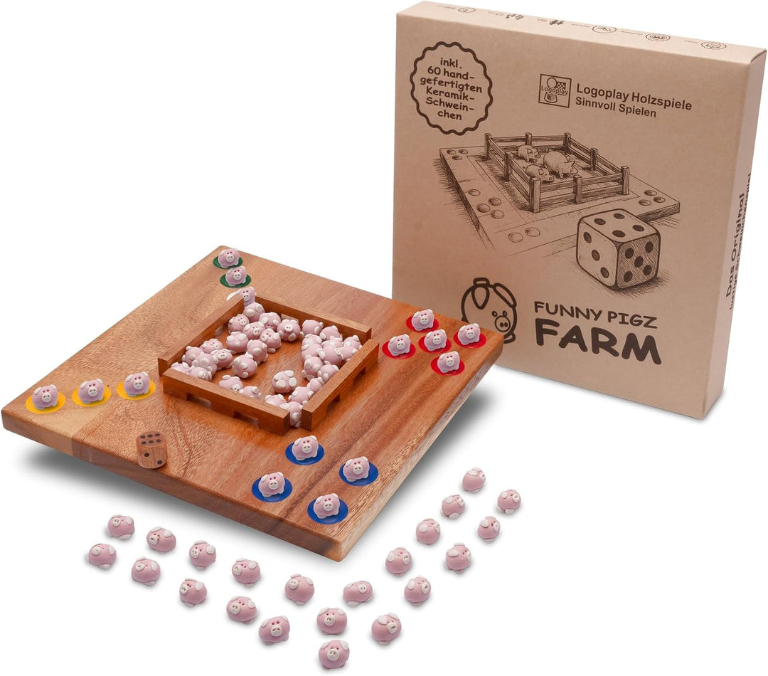 LOGOPLAY Funny Pigz Farm Schweinestall statt Schweineloch | Das beliebte Schweinchenspiel im neuen F