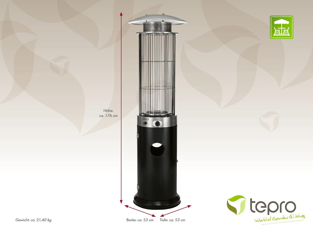 tepro Terrassenfeuer Ventura, Feuerschale, Feuerkorb für den Garten, schwarz/Silber, inkl. Regler un