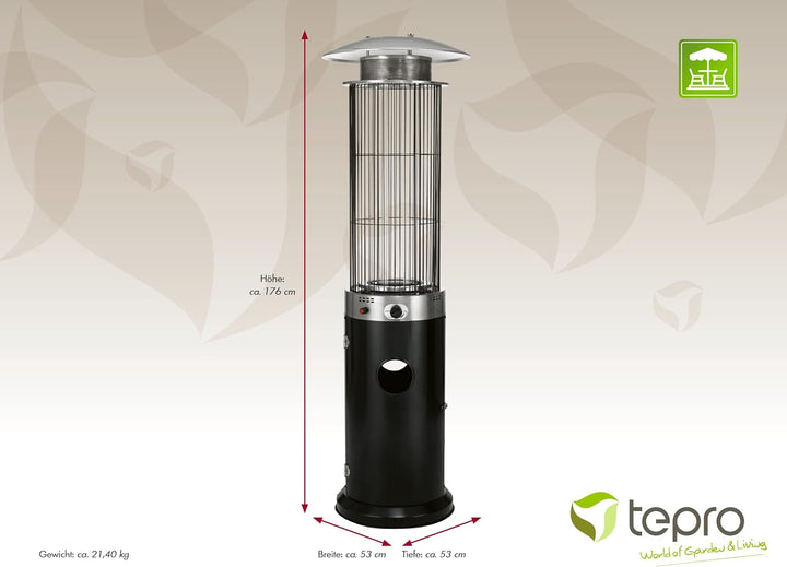tepro Terrassenfeuer Ventura, Feuerschale, Feuerkorb für den Garten, schwarz/Silber, inkl. Regler un