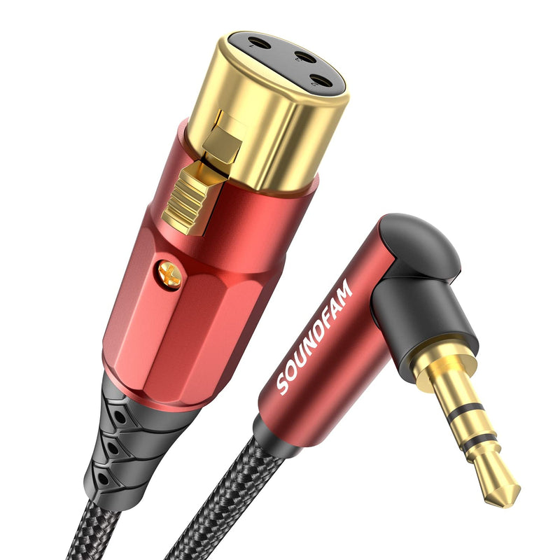 SOUNDFAM Klinke auf XLR PREMIUM Mikrofonkabel 3M, 90 Grad Rechtswinkel 3.5mm Klinke (TRS, Aux) Steck