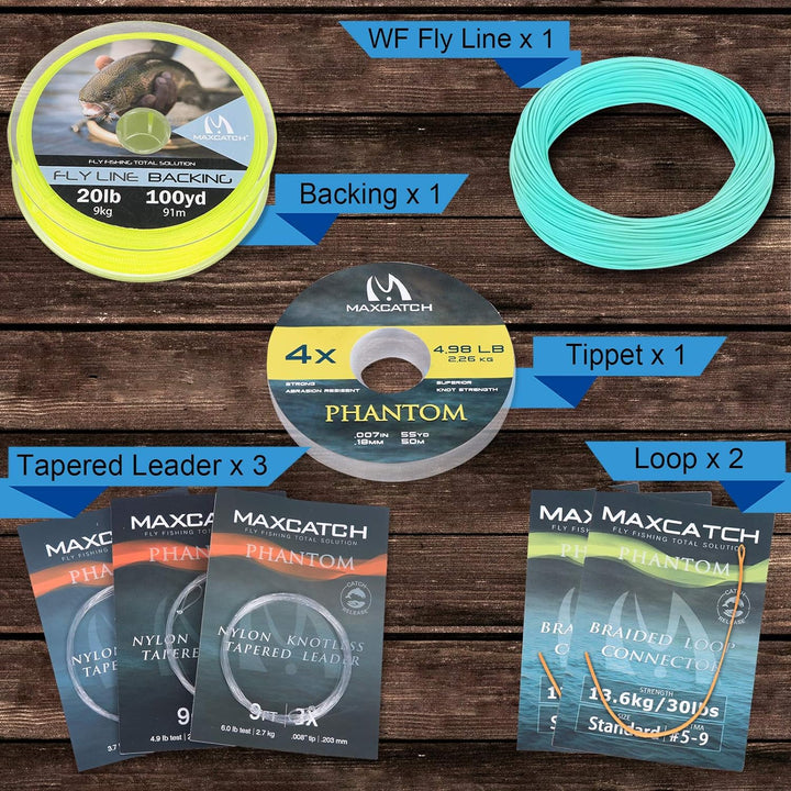 MAXIMUMCATCH Bestprice Fliegenfischen Schnur (Weight Forward, Schwimmende Fliegenschnur) und Fliegen