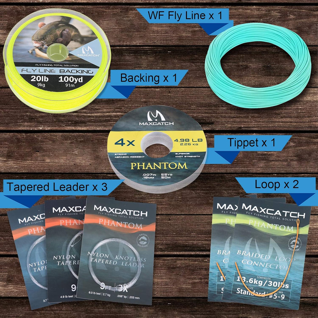 MAXIMUMCATCH Bestprice Fliegenfischen Schnur (Weight Forward, Schwimmende Fliegenschnur) und Fliegen