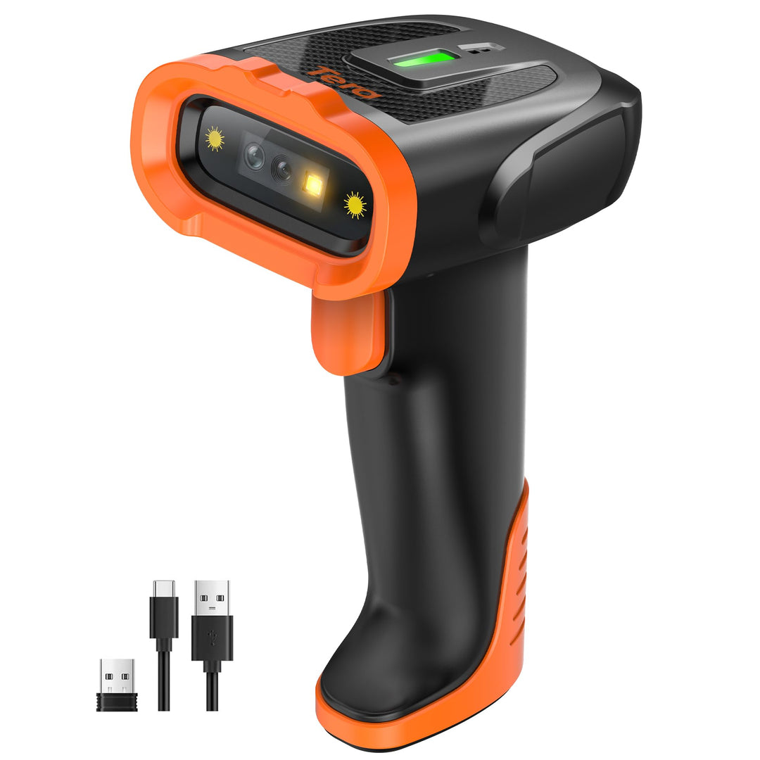 Tera 1D 2D QR Barcode Scanner Kabellos mit Bluetooth: 2200 mAh Lithium-Polymer Akku 2.4G Wireless &