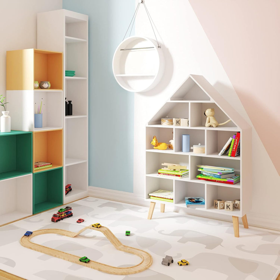 WOLTU Kinder Bücherregal Standregal Hausform Regal Kinderregal Aufbewahrungsregal für Kinder Kinderz