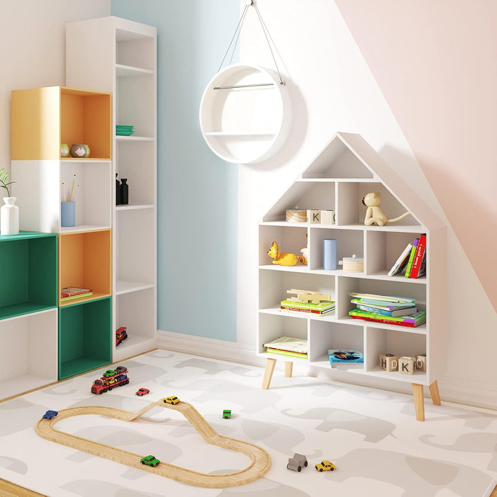 WOLTU Kinder Bücherregal Standregal Hausform Regal Kinderregal Aufbewahrungsregal für Kinder Kinderz