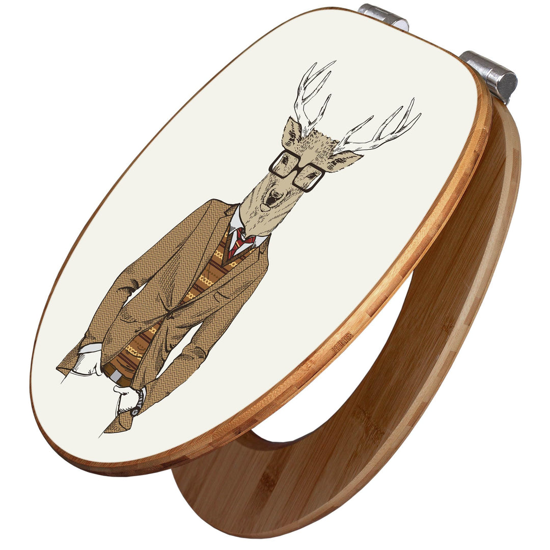 banjado Design WC Sitz Bambus Absenkautomatik 45,8x37,5cm - Toilettendeckel mit Absenkautomatik Holz