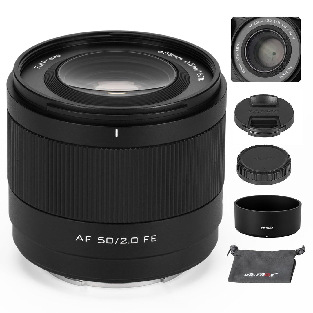 VILTROX 50mm F2.0 FE-Mount Vollformat Festbrennweite mit grosser Blende und STM Autofokus für Sony E