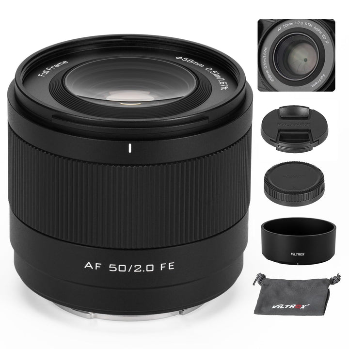 VILTROX 50mm F2.0 FE-Mount Vollformat Festbrennweite mit grosser Blende und STM Autofokus für Sony E