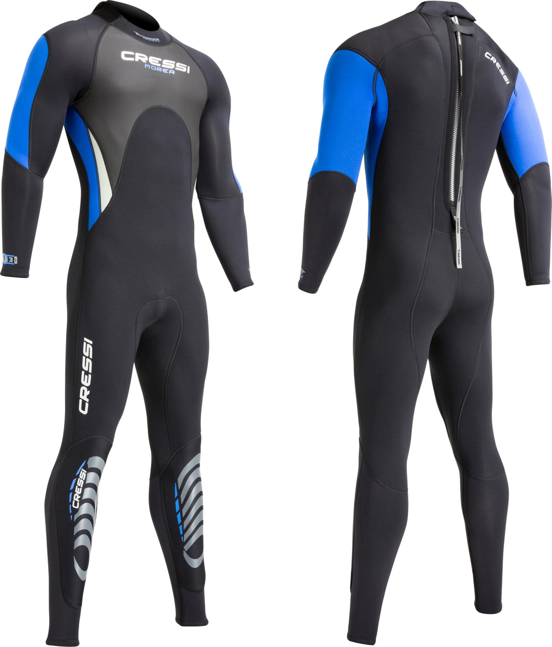 Cressi Morea Herren - Neoprenanzug 3mm für alle Wassersportarten S/2 Schwarz/Blau/Silber, S/2 Schwar