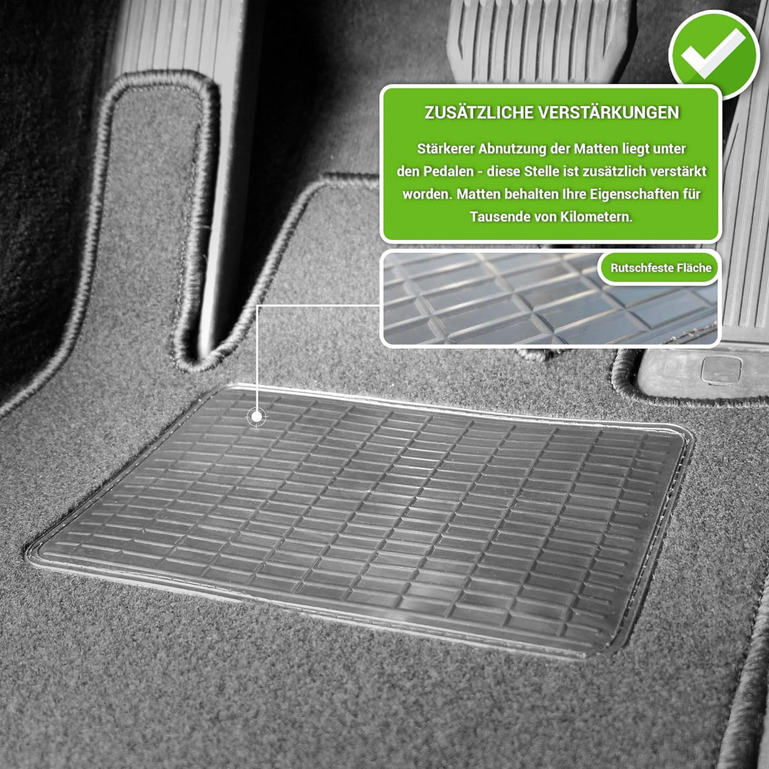 moto-MOLTICO Fussmatten Auto Velours Autoteppiche Schwarz Automatten Set 4-teilig passend für Ford C