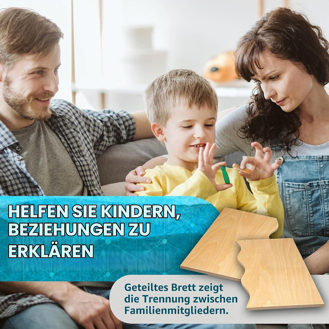 Familienbrett | Systembrett aus hochwertigem Holz für Familienaufstellung und Coaching | 32 Teile in