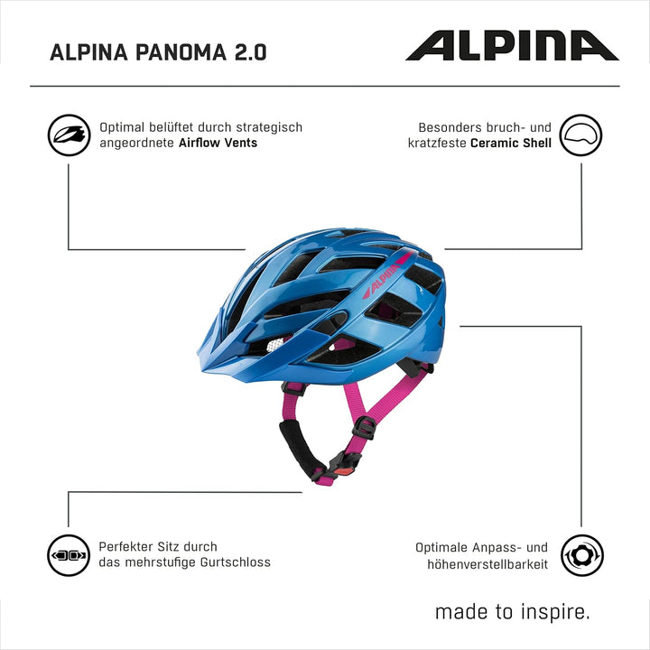 ALPINA Alpina Panoma 3.0 - individuell anpassbarer & gut belüfteter Tourenrad-Helm, optionalen LED-L