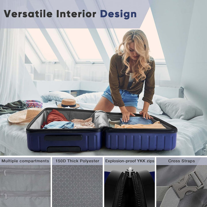 SHOWKOO Koffer Gross 75cm Hartschale Leicht Reisekoffer Polycarbonat Erweiterbar Haltbar Trolley Han