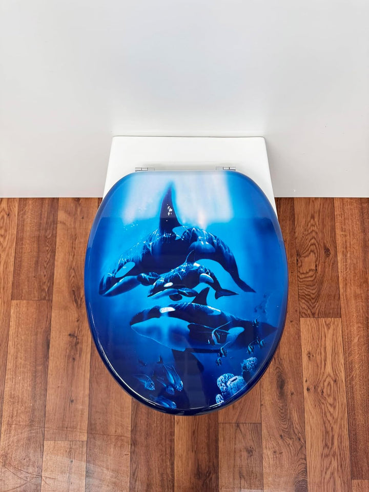 ADOB Design WC Sitz Klobrille Toilettendeckel Wale, Holzkern, verstellbare Metallscharniere, univers