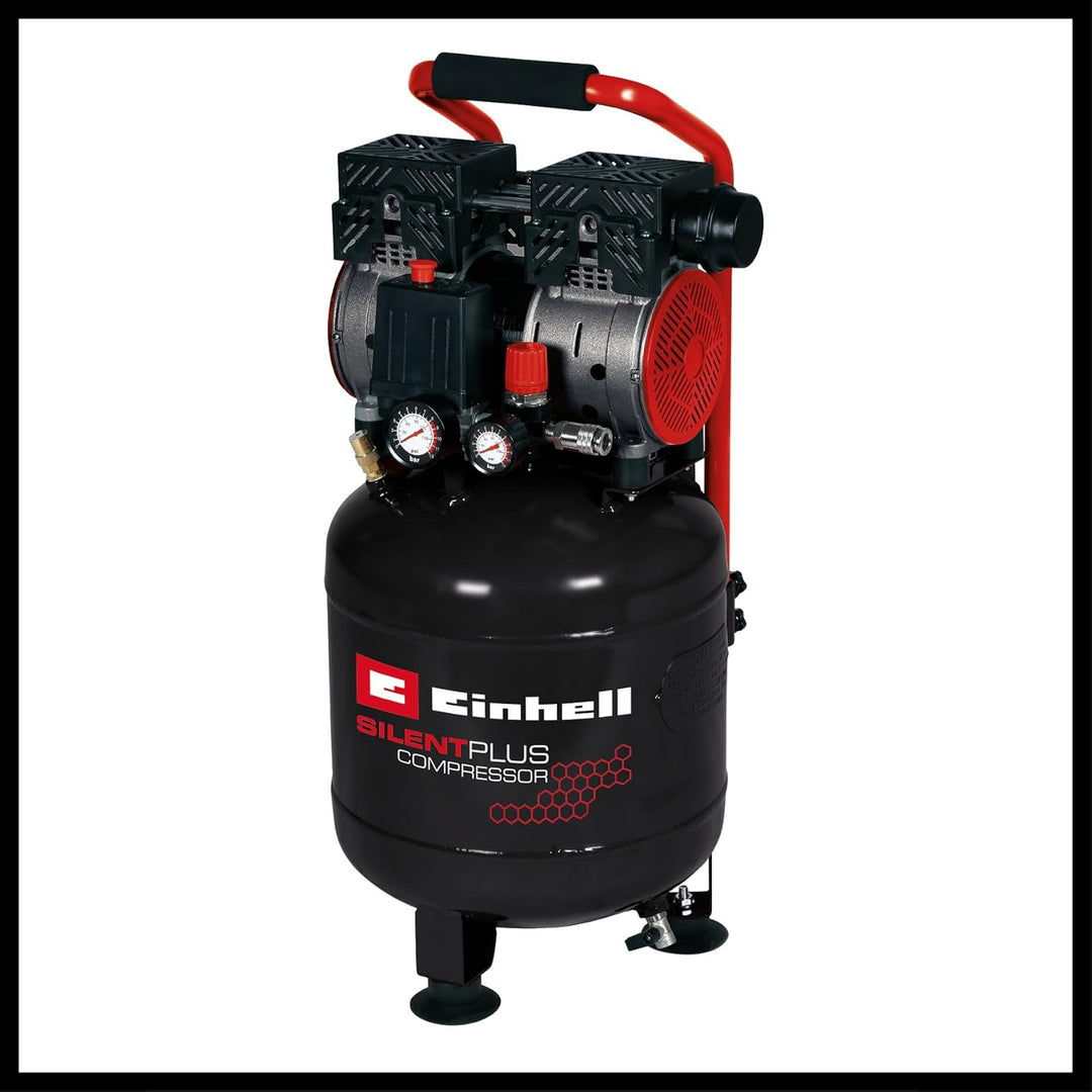 Einhell 4020610 TE-AC 24 Silent Kompressor + 4137790 TC-PN 50 Druckluft-Tacker (Pneumatic), rot, sch