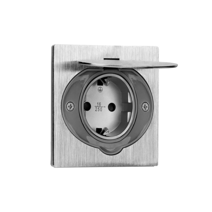 ORNO AE-1397(GS) Steckdose Hermetisch Unterputz Edelstahl, Schuko IP44, Single, Single