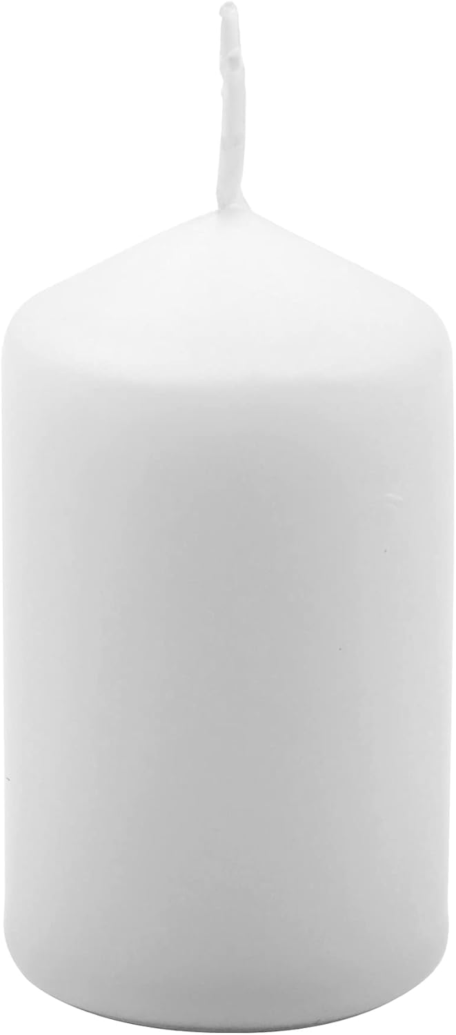 Hofer Stumpenkerzen - Weiss - 4 x 7 cm - Lange Brenndauer - 11 Stunden - Unparfümiert - Tropffreie -